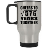 24th Anniversary Cheers To Square Root of 576 Years Together - Silver Travel Mug