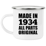 90th Birthday Made in 1934 All Parts Original - 12oz Camping Mug