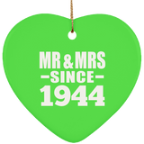 80th Anniversary Mr & Mrs Since 1944 - Heart Ornament