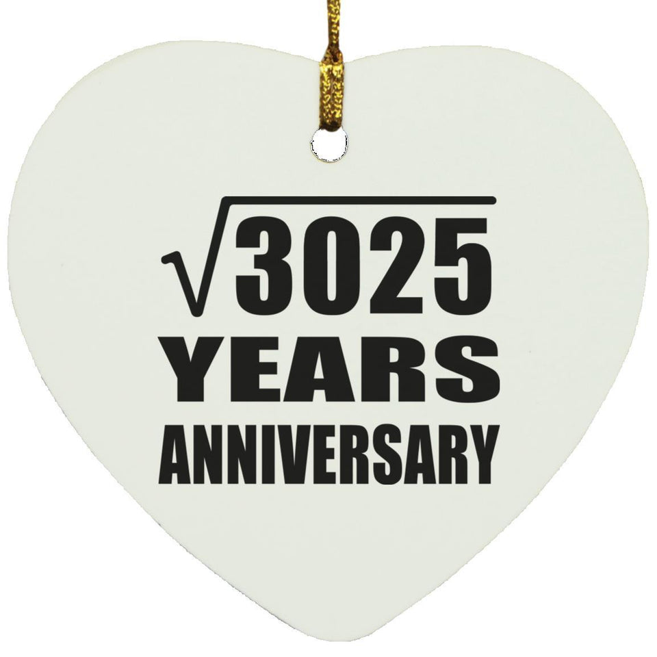 55th Anniversary Square Root of 3025 Years Anniversary - Heart Ornament