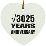 55th Anniversary Square Root of 3025 Years Anniversary - Heart Ornament