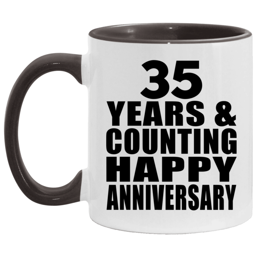 Happy 35th Anniversary 35 Years & Counting - 11oz Accent Mug Black