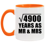 70th Anniversary Square Root of 4900 Years As Mr & Mrs - 11oz Accent Mug Orange