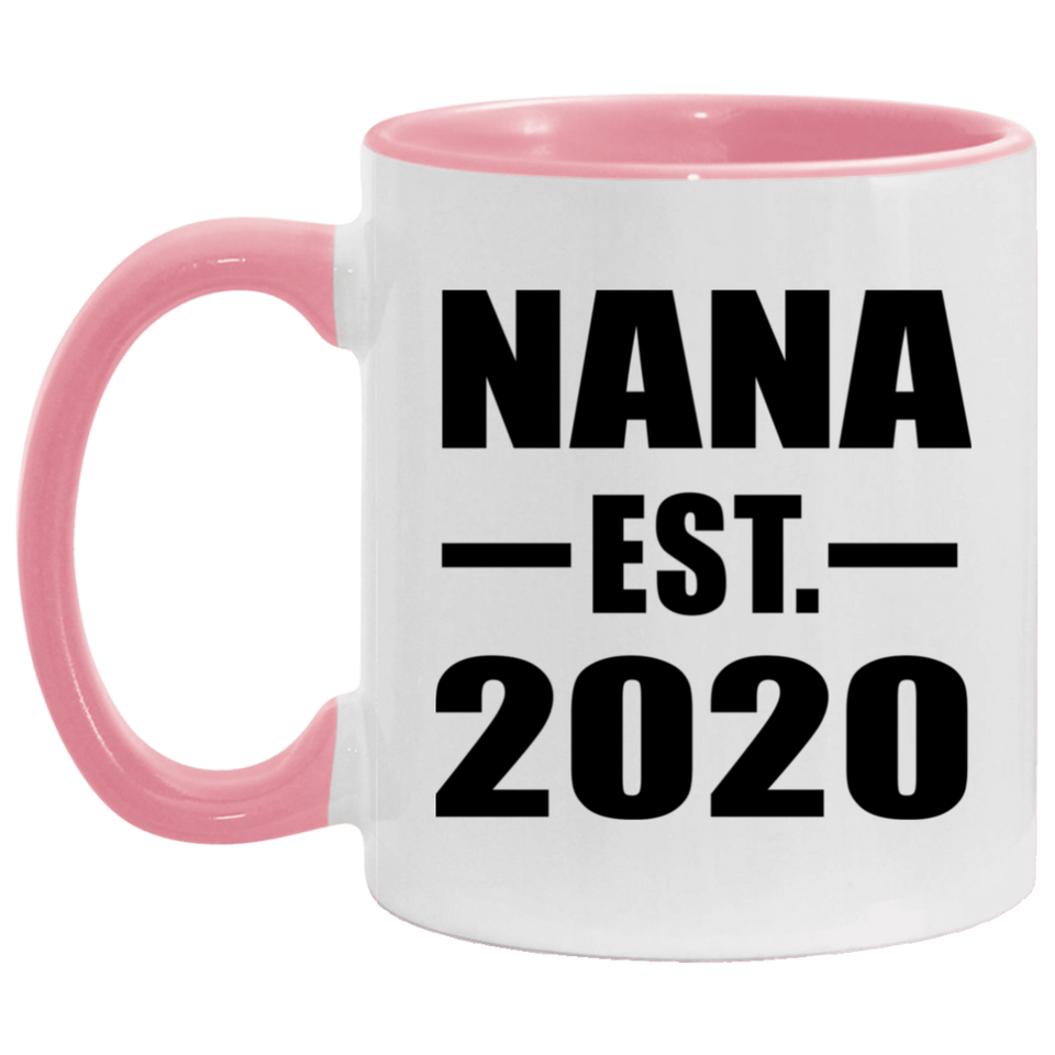 Nana Established EST. 2020 - 11oz Accent Mug Pink