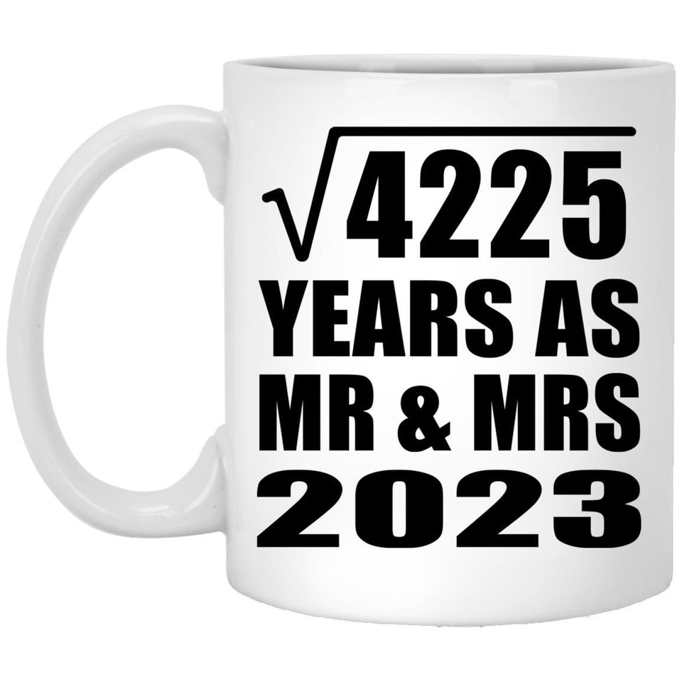 65th Anniversary Square Root of 4225 Years As Mr & Mrs 2023 - 11oz Coffee Mug