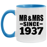 87th Anniversary Mr & Mrs Since 1937 - 11oz Accent Mug Blue