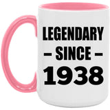 86th Birthday Legendary Since 1938 - 15oz Accent Mug Pink