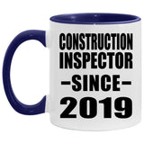 Construction Inspector Since 2019 - 11oz Accent Mug Purple