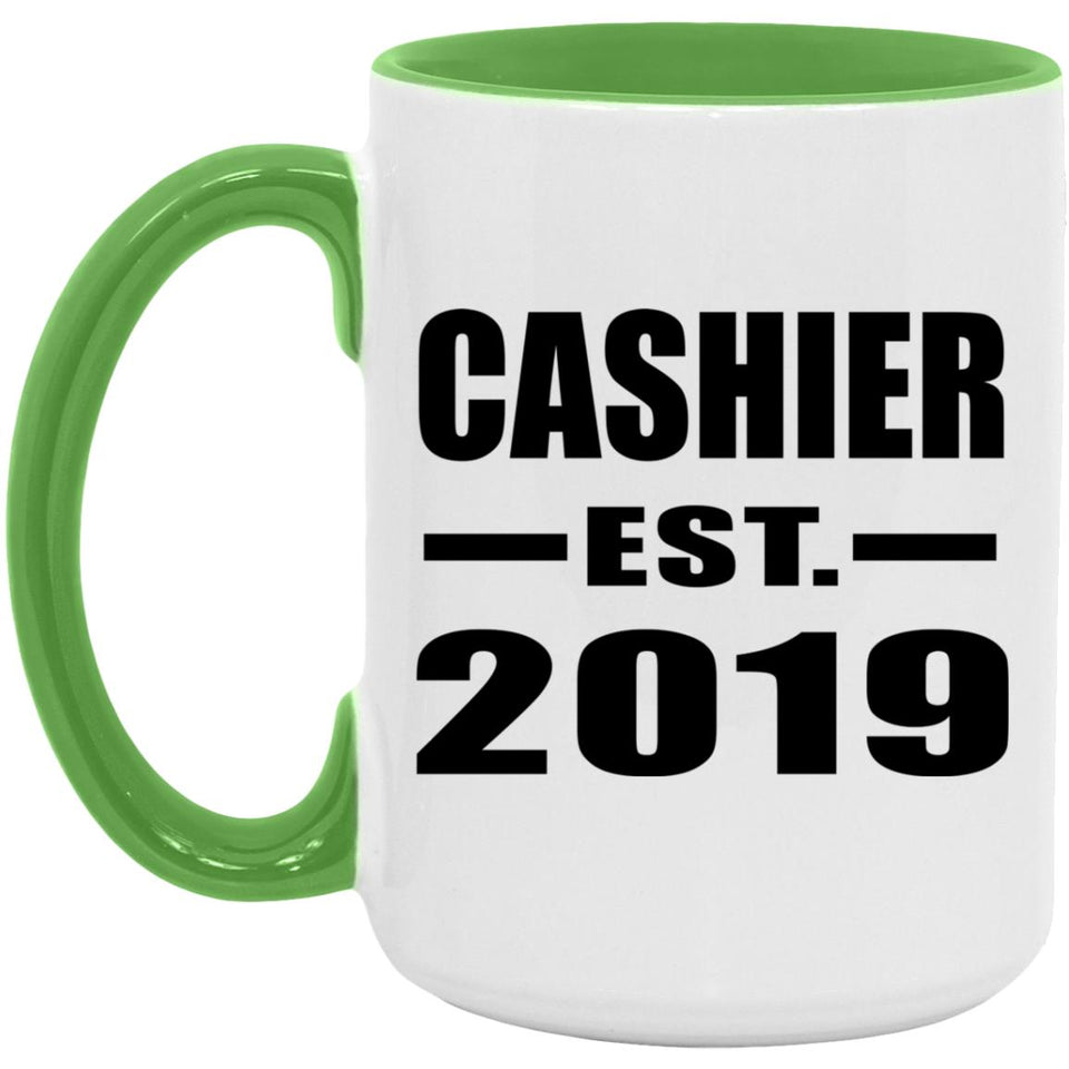 Cashier Established EST. 2019 - 15oz Accent Mug Green