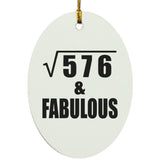 24th Birthday Square Root of 576 & Fabulous - Oval Ornament