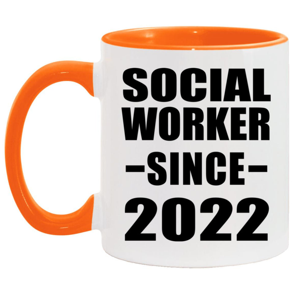 Social Worker Since 2022 - 11oz Accent Mug Orange