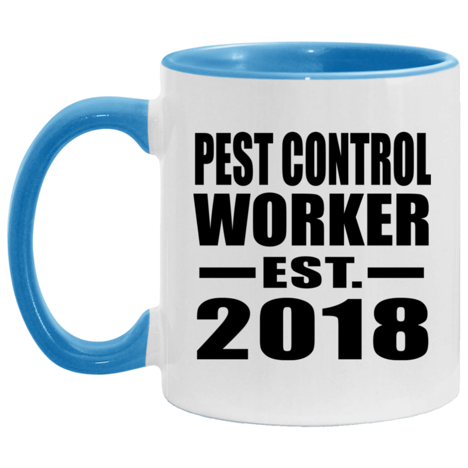 Pest Control Worker Established EST. 2018 - 11oz Accent Mug Blue