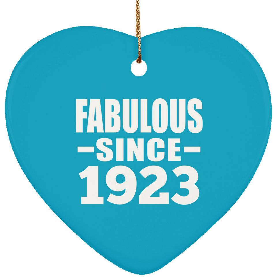 101st Birthday Fabulous Since 1923 - Heart Ornament
