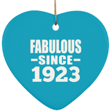 101st Birthday Fabulous Since 1923 - Heart Ornament