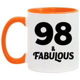 98th Birthday 98 & Fabulous - 11oz Accent Mug Orange