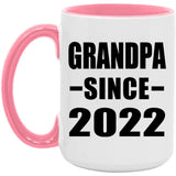 Grandpa Since 2022 - 15oz Accent Mug Pink