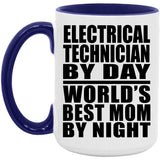 Electrical Technician By Day World's Best Mom By Night - 15oz Accent Mug Purple