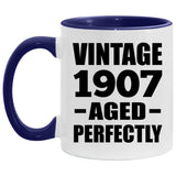 117th Birthday Vintage 1907 Aged Perfectly - 11oz Accent Mug Purple
