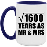 40th Anniversary Square Root of 1600 Years As Mr & Mrs - 15oz Accent Mug Purple