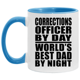 Corrections Officer By Day World's Best Dad By Night - 11oz Accent Mug Blue