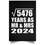 74th Anniversary Square Root of 5476 Years As Mr & Mrs 2024 - Poster Portrait