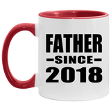 Father Since 2018 - 11oz Accent Mug Red