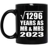 36th Anniversary Square Root of 1296 Years As Mr & Mrs 2023 - 11oz Coffee Mug Black