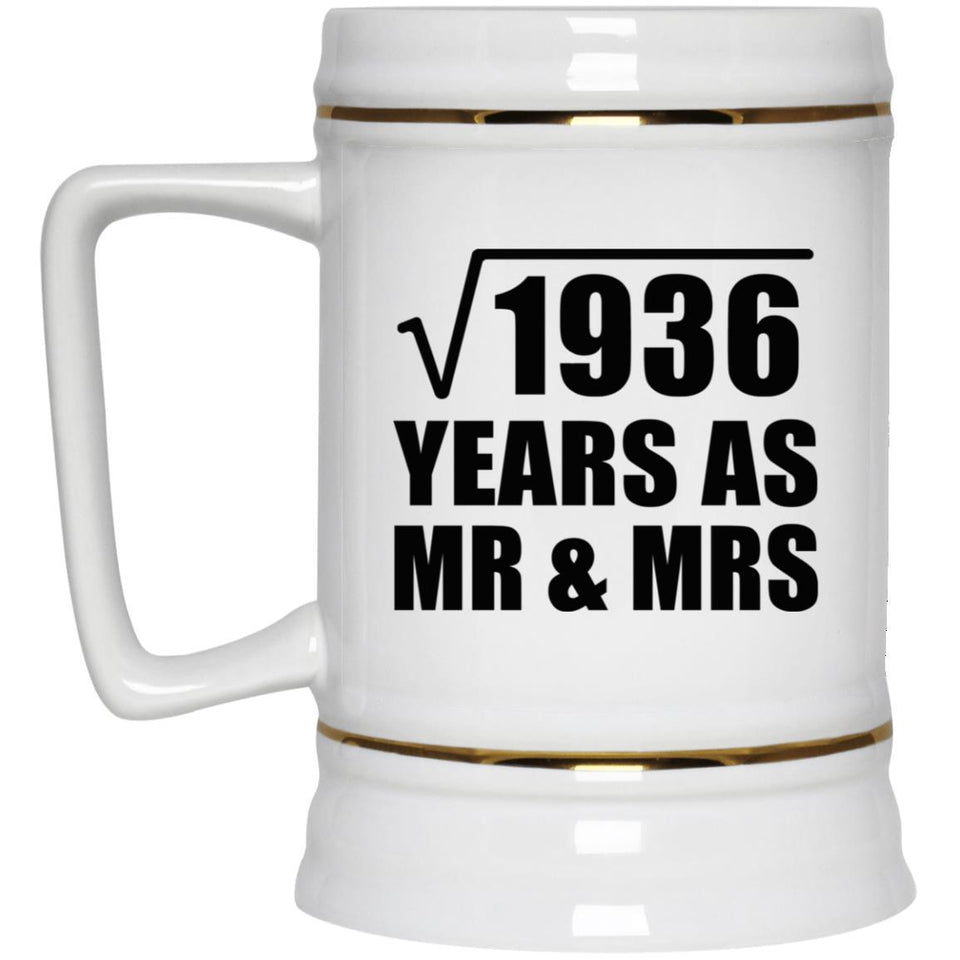 44th Anniversary Square Root of 1936 Years As Mr & Mrs - Beer Stein