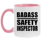 Badass Safety Inspector - 11oz Accent Mug Pink