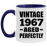 57th Birthday Vintage 1967 Aged Perfectly - 11oz Accent Mug Purple