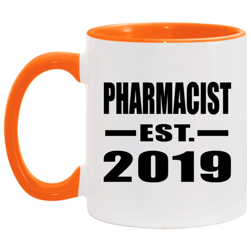 Pharmacist Established EST. 2019 - 11oz Accent Mug Orange