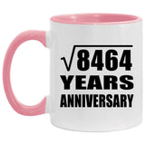 92nd Anniversary Square Root of 8464 Years Anniversary - 11oz Accent Mug Pink