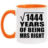 38th Anniversary Square Root of 1444 Years of Being Mrs Right - 11oz Accent Mug Orange