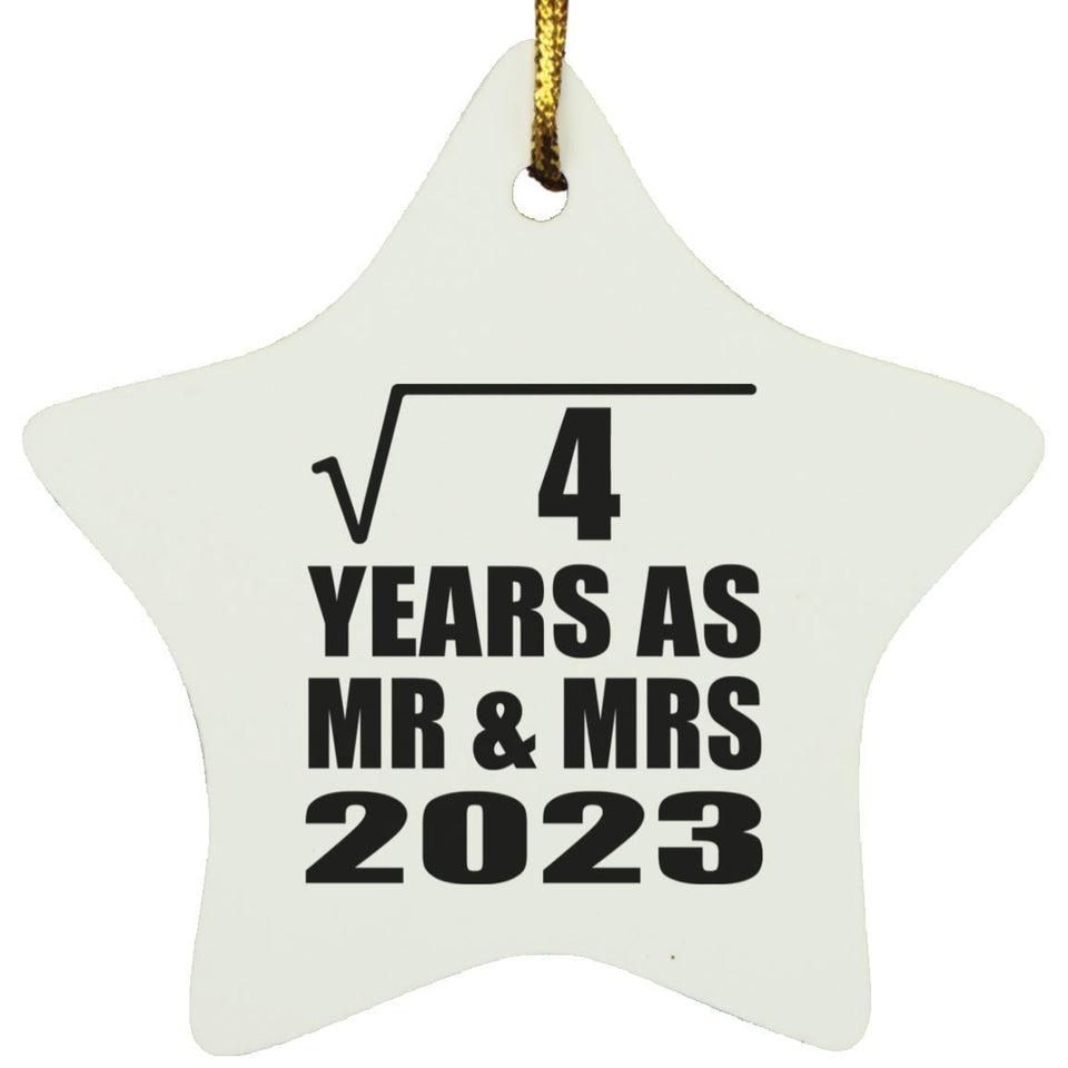 2nd Anniversary Square Root of 4 Years As Mr & Mrs 2023 - Star Ornament