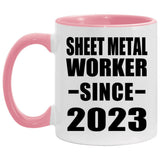Sheet Metal Worker Since 2023 - 11oz Accent Mug Pink