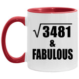 59th Birthday Square Root of 3481 & Fabulous - 11oz Accent Mug Red