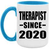 Therapist Since 2020 - 15oz Accent Mug Blue