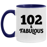 102nd Birthday 102 & Fabulous - 11oz Accent Mug Purple