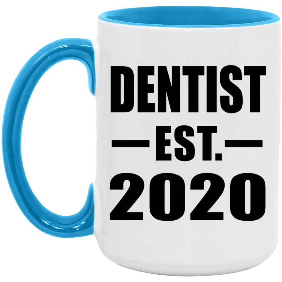 Dentist Established EST. 2020 - 15oz Accent Mug Blue