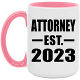 Attorney Established EST. 2023 - 15oz Accent Mug Pink
