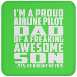 Proud Airline Pilot Dad Of Awesome Son - Drink Coaster