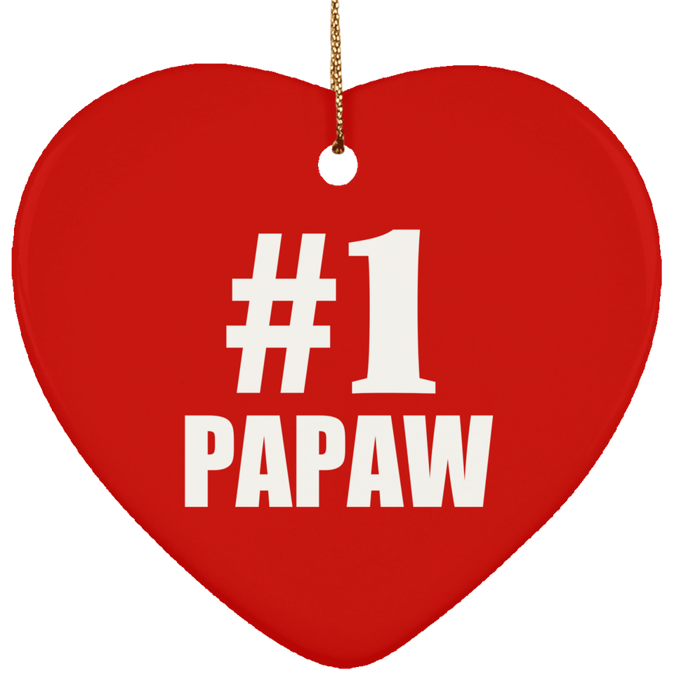Number One #1 Papaw - Heart Ornament