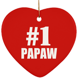 Number One #1 Papaw - Heart Ornament