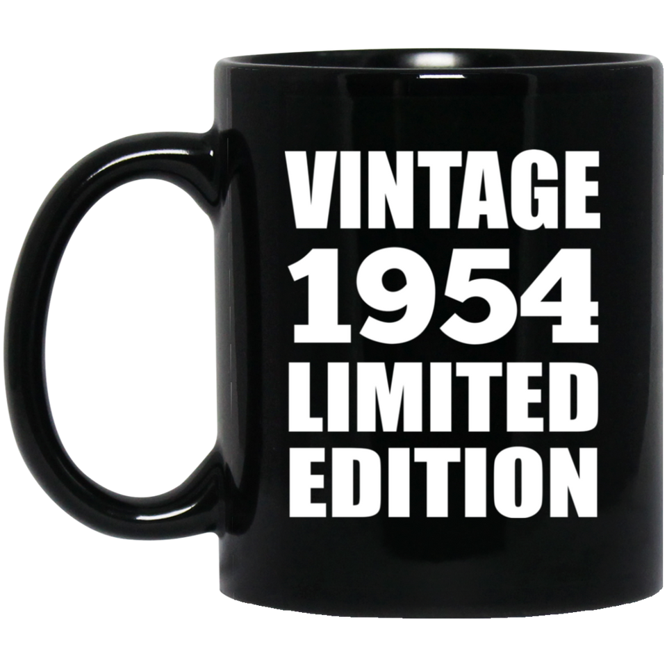 70th Birthday Vintage 1954 Limited Edition - 11oz Coffee Mug Black