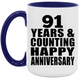 Happy 91st Anniversary 91 Years & Counting - 15oz Accent Mug Purple
