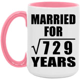 27th Anniversary Married For Square Root of 729 Years - 15oz Accent Mug Pink