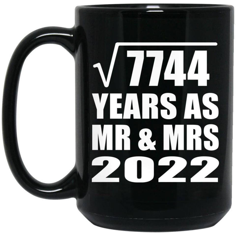 88th Anniversary Square Root of 7744 Years As Mr & Mrs 2022 - 15oz Coffee Mug Black