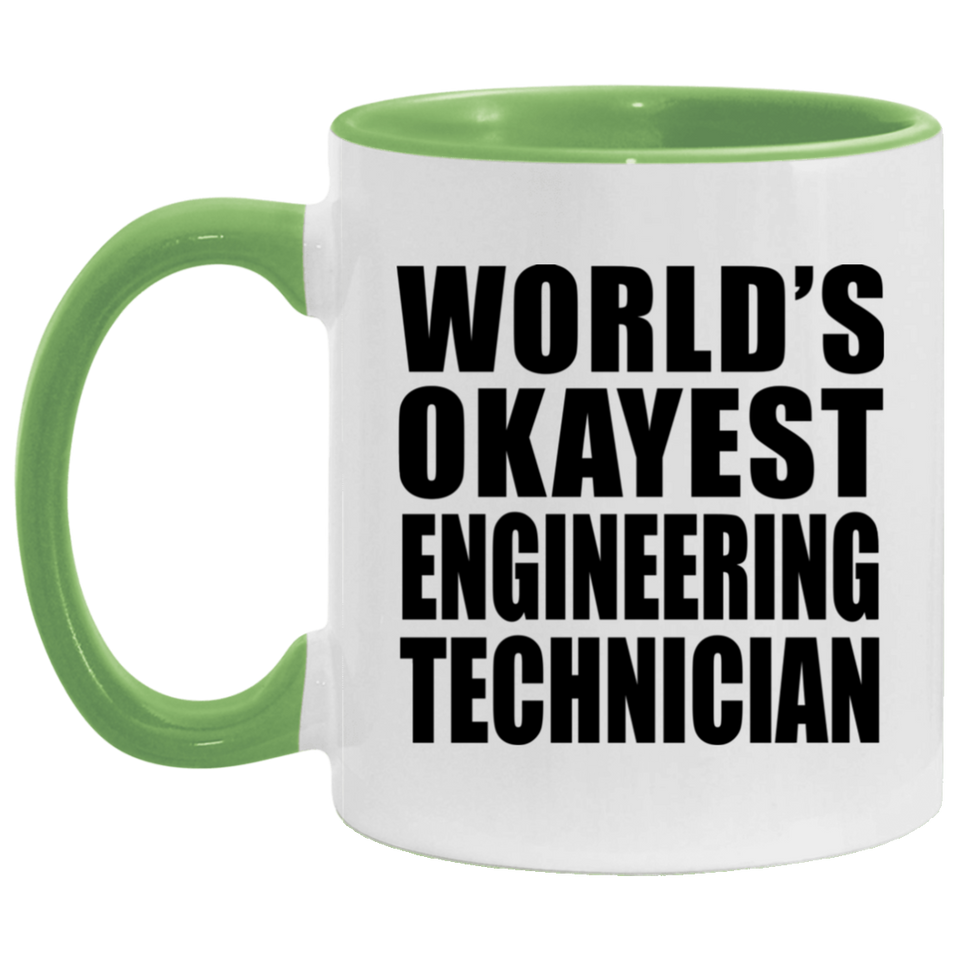 World's Okayest Engineering Technician - 11oz Accent Mug Green