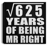 25th Anniversary Square Root of 625 Years of Being Mr Right - Canvas Square