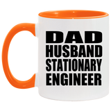 Dad Husband Stationary Engineer - 11oz Accent Mug Orange